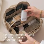 Large Capacity Travel Cosmetic Bag for Women,Makeup Bag Travelling PU Leather Cosmetic Bag Waterproof,Multifunctional Storage Travel Toiletry Bag Skincare Bag (White) - Image 2