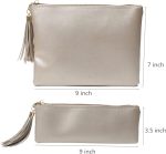 Makeup Bag for Purse Leather Zipper Makeup Pouch with Makeup Brush Bag Cute Makeup Bags for Women Travel (Champagne) - Image 2