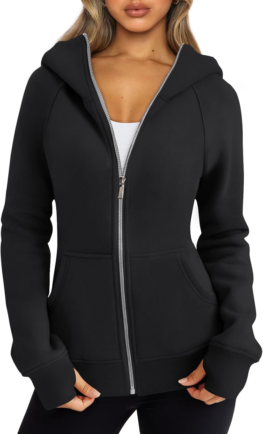 61IWp0oC9zL._AC_SL1500_.jpg Women Zip Up Hoodies Fleece Jackets Oversized Sweatshirts Fall Fashion Outfits Sweaters Winter Clothes - Image 1