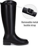 Women Knee High Riding Boots Round Toe Low Heel Tall Boots ll On Long Booties with Buckle - Image 2