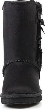 Women Suede Snow Boots Mid-Calf Winter Shoes with Side Bows - Image 2