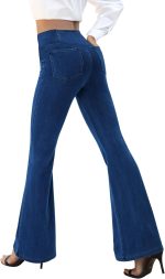 Bell Bottom Jeans for Women Trendy Crossover Stretchy Jeans Flare Leggings with Pockets  Butt Lifting Jeggings - Image 2