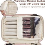 Makeup Bag, Travel Make Up Organizer Cosmetic Brush Bags Case for Women in Vegan Leather, Pink(Patent Pending) - Image 2