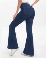 Bell Bottom Jeans for Women High Waisted Stretchy Flare Jeans with Pockets Trendy Crossover Pull On Flare Jeggings - Image 2